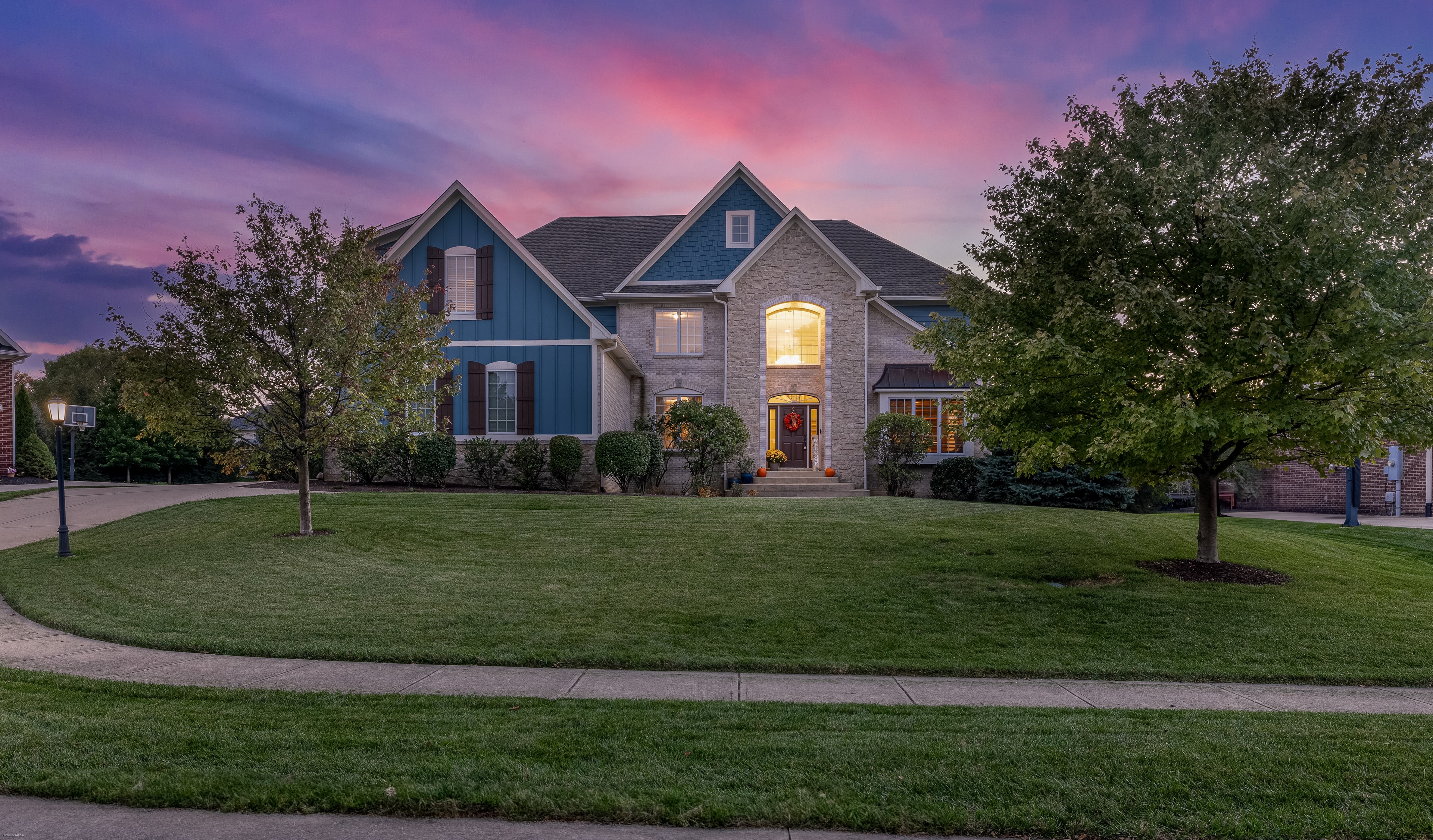 Twilight exterior residential architecture photograph
