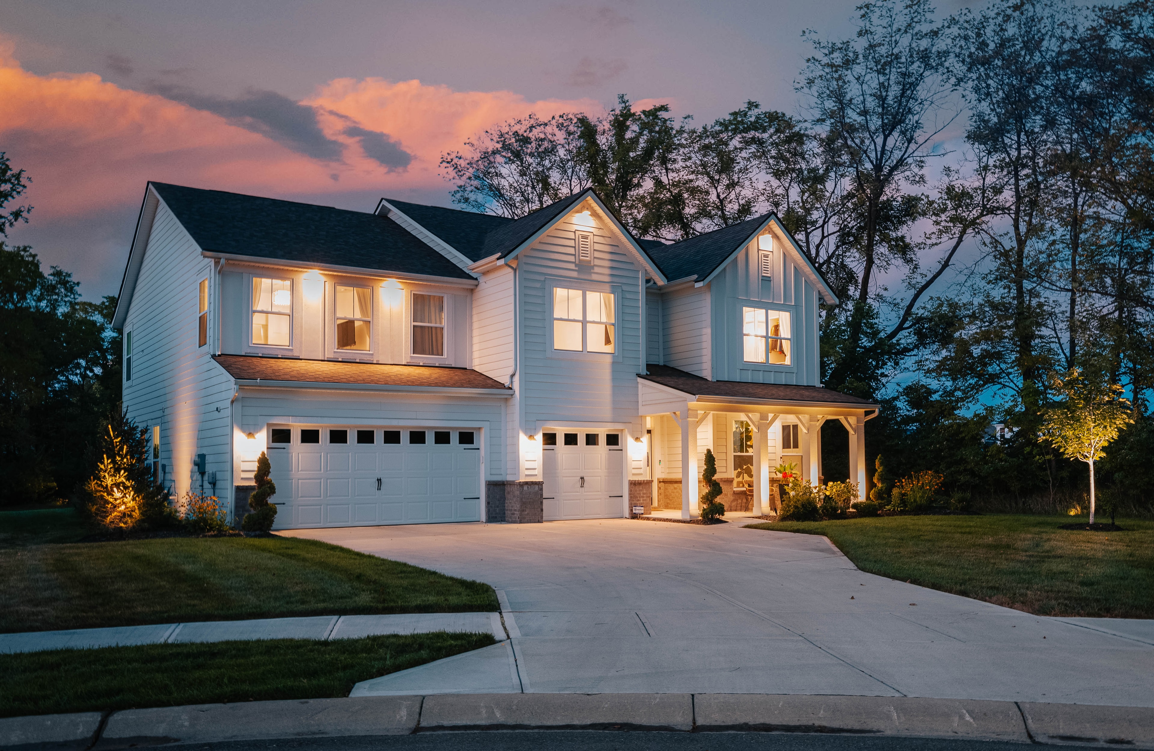Vail Court home exterior at twilight photographed by Himelick Media