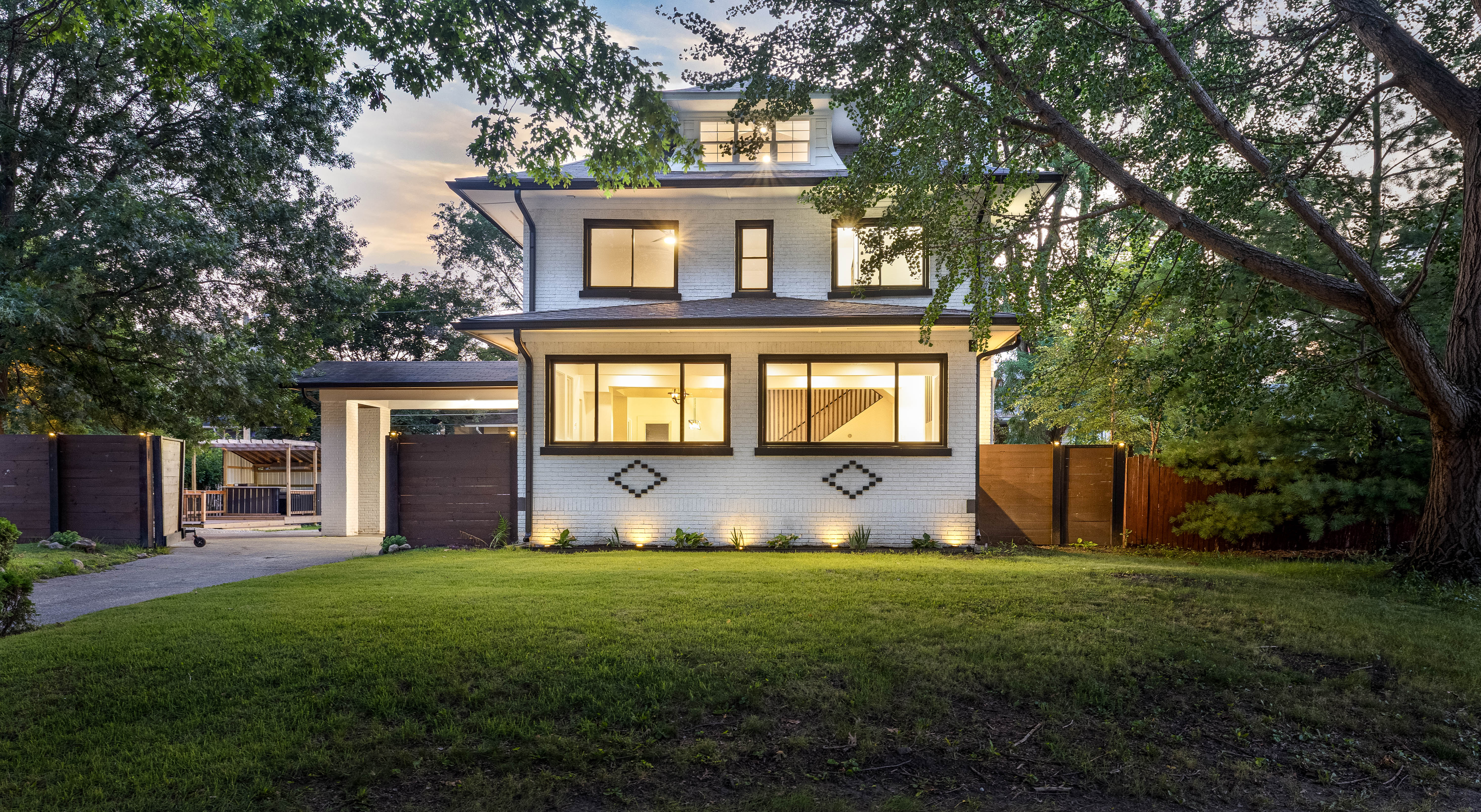 Twilight residential exterior photograph